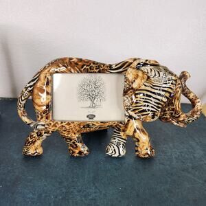 La Vie Safari Collection Elephant Picture Frame Animal Patchwork Print Decor